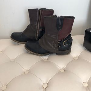 French blue booties side zip